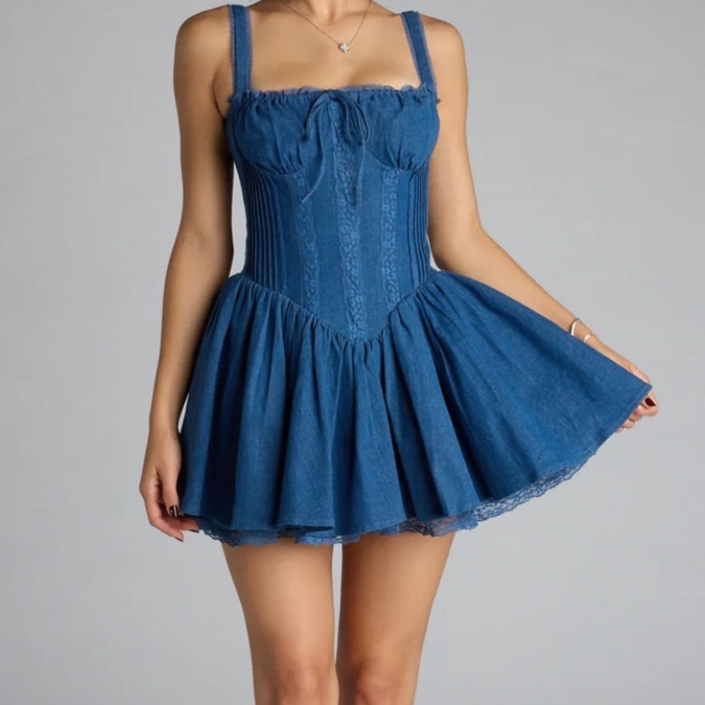 Elegant Blue Denim Dress